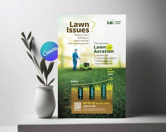 Editable Lawn Aeration Flyer Template – Lawn Care, Landscaping, and Gardening Business Marketing Design