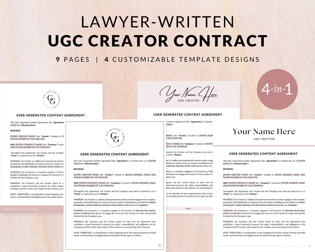 UGC Contract Attorney Reviewed UGC Contract Template Lawyer Written UGC ...