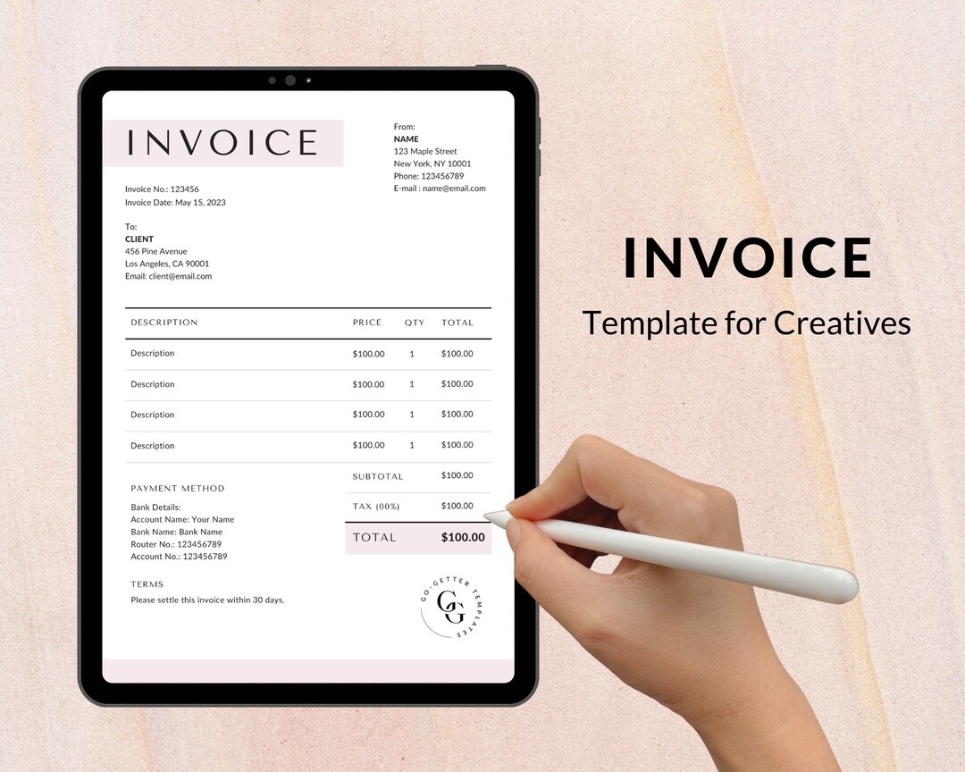 Easy Invoice Template Canva UGC Creator Invoice General Contractor ...
