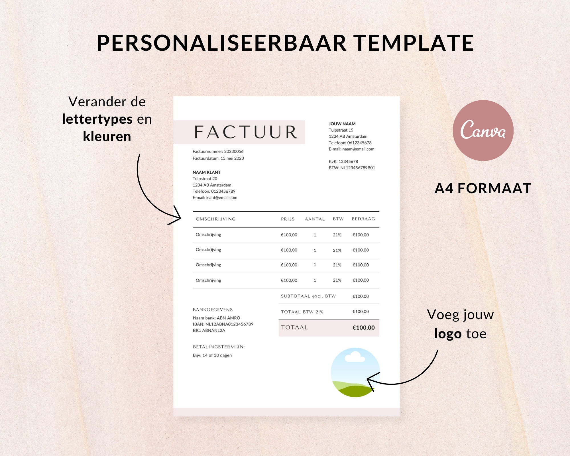 Factuur Template Canva Dutch Invoice Template for Creators Creatives