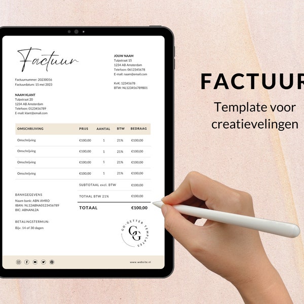 Factuur Template Canva | Dutch Invoice Template for Creators Creatives | UGC Nederlands Invoice | Canva Factuursjabloon | UGC Invoice Dutch