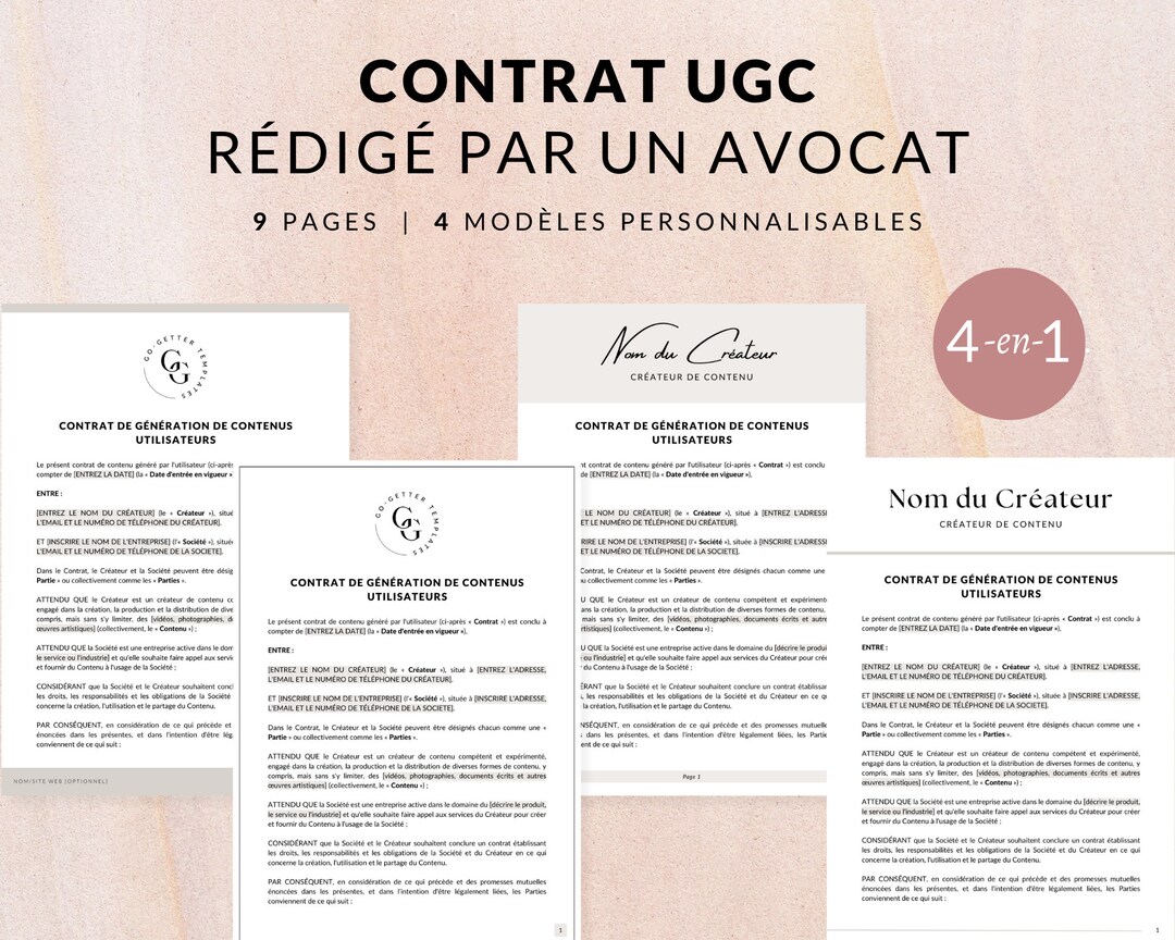 Modèle De Contrat UGC Français UGC Contract Template Lawyer French