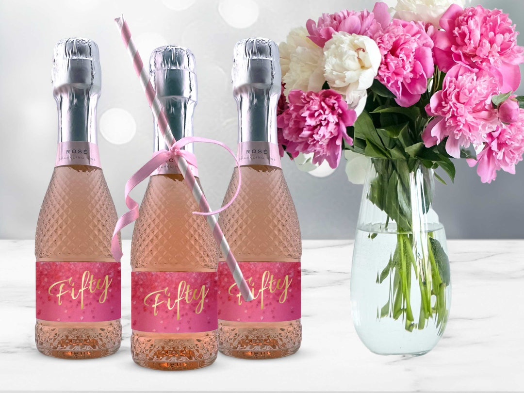 Mini Piccolo Bottle Labels hot Pink Glitter 50th Etsy