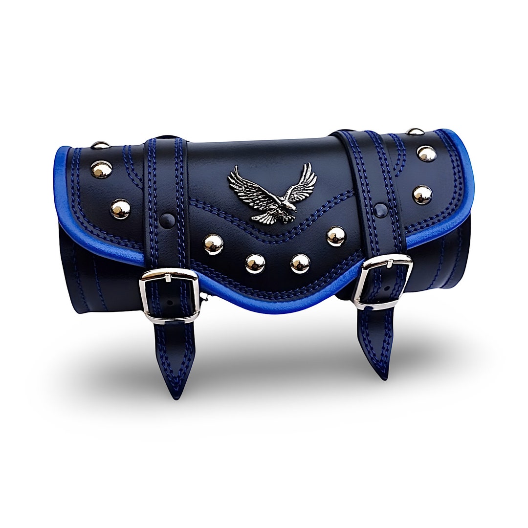 BMUK Motorcycle Handlebar Leather Tool Roll Front Fork Bag Case Fits