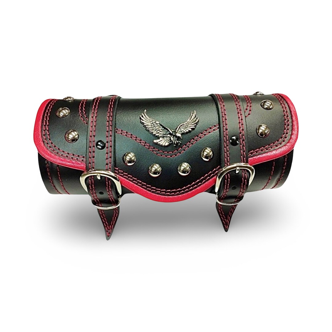 BMUK Motorcycle Handlebar Leather Tool Roll Front Fork Bag Case Fits