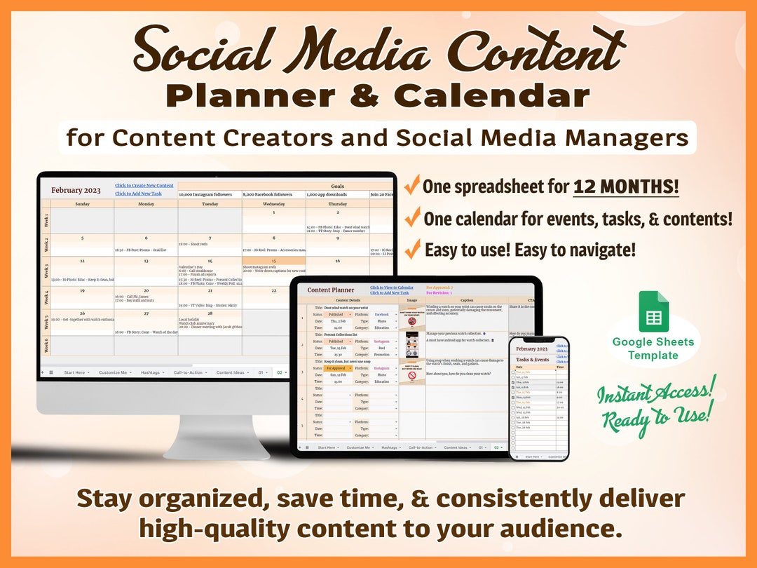 Yearly Social Media Content Planner Calendar for Social Media Managers