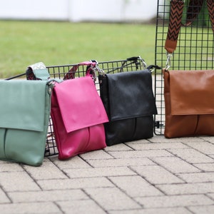 Sac à bandoulière en cuir pour femme avec bretelles à motifs supplémentaires, sac à bandoulière en cuir, sac à bandoulière de différentes couleurs, ELLA