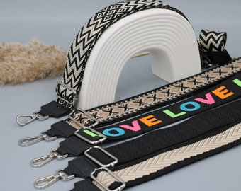 Zwarte leren tasriem voor dames, riem voor tassen met zilveren hardware, brede schouderriem, cameratasriemen, stoffen tasriem