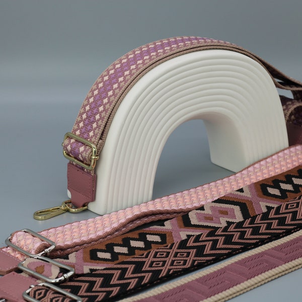 Dusky Pink Leather Bag Strap for Women , Strap for Bags with Silver&Gold  Hardware, Wide Strap Shoulder Strap, camera straps