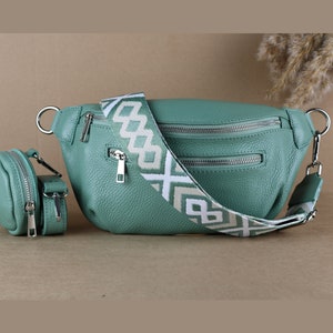 Mint Green Waist Bag for Women With Leather Belt and Patterned Strap Crossbody Shoulder Bag Gift Present for Her She Mom M Size Silver Etsy