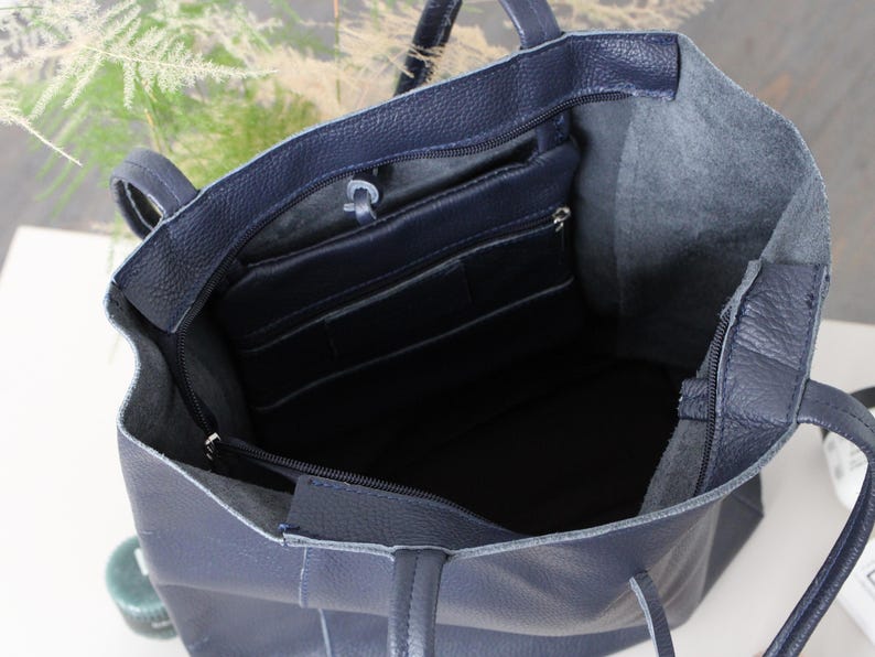 Leder Shopper Bag : Einkaufstasche mit Reißverschluss für Damen Bild 8