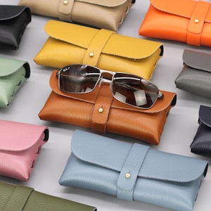 Leather Glasses Case: Minimalist Eyeglass Holder, Personalized Gift