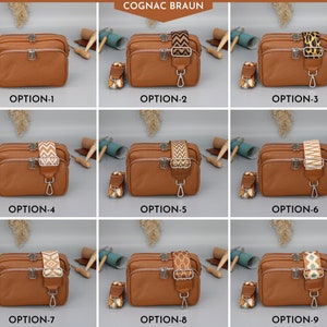 Ledertasche für Frauen mit gemusterten breiten Trägern, Schultertasche aus Leder, Crossbody-tasche mit verschiedenen Farben Bild 3