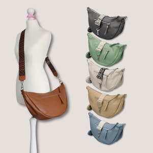 Leder Schulter Banana XL Tasche für Frauen mit extra gemusterten Riemen, Leder Schultertasche, Crossbody Tasche mit verschiedenen Farben,DIANA XL