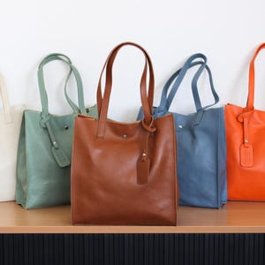 Leder Shopper Tasche: Damentasche mit Reißverschlusstasche