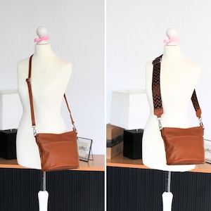 Leder Crossbody Schultertasche für Frauen mit extra gemusterten Riemen, Leder Schultertasche, Crossbody Bag mit verschiedenen Farben, LINA Bild 4