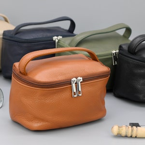 Borsa da toilette in pelle da donna, kit Dopp personalizzato per donna, borsa per il trucco, regalo di Natale, regalo per lei