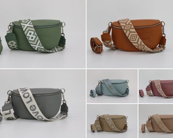 Leren buiktas voor dames met extra patroonriemen, leren schoudertas, crossbody tas met verschillende maten, cadeau voor haar