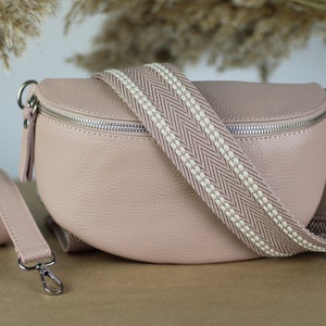 Rose Leather Belly Bag for Women with extra Patterned Straps, Leather Shoulder Bag, Crossbody Bag with Different Sizes