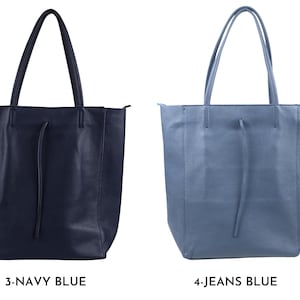 Leder Shopper Bag : Einkaufstasche mit Reißverschluss für Damen Bild 10