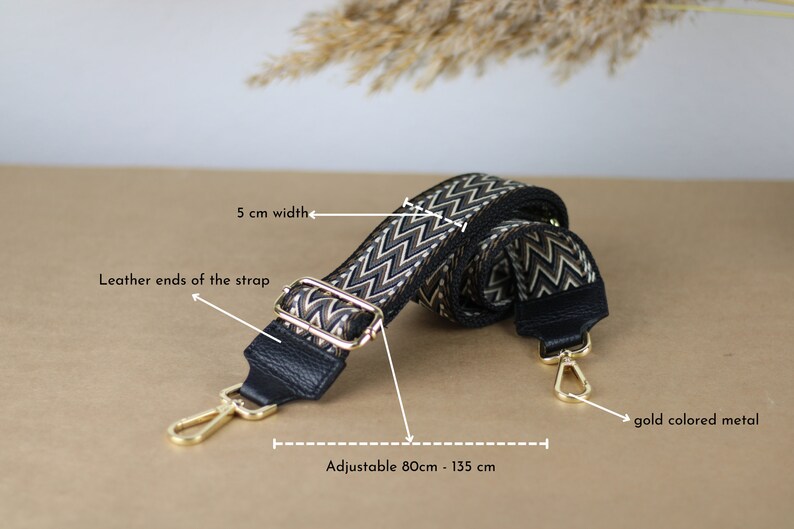 Black Leather Bag Strap for Women Strap for Bags With GOLD Etsy