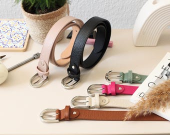 Personalized Leather Belt for Women – Silver & Gold Buckle, Custom Engraved Gift