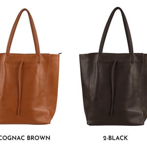Leder Shopper Bag : Einkaufstasche mit Reißverschluss für Damen Bild 9
