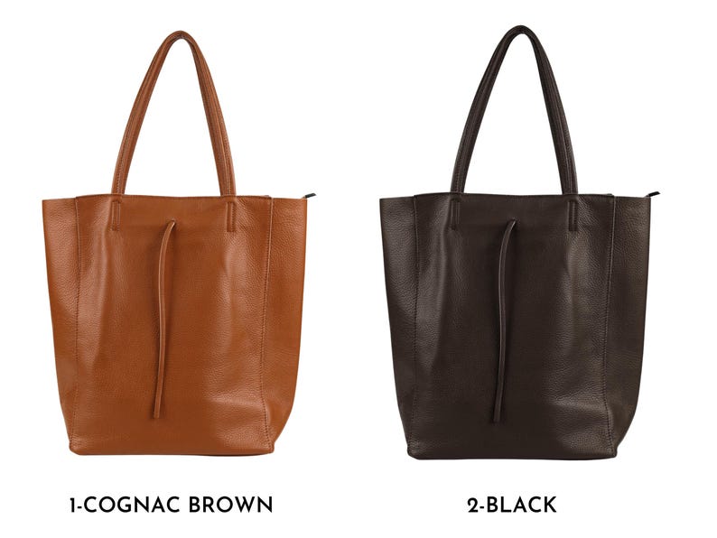 Leder Shopper Bag : Einkaufstasche mit Reißverschluss für Damen Bild 9