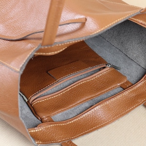 Leder Shopper Bag : Einkaufstasche mit Reißverschluss für Damen Bild 4