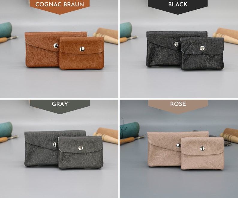 Leder Frauen Brieftasche, handgefertigte minimale Münztasche für Frauen, personalisierte weiche Brieftasche, Weihnachtsgeschenk Bild 3
