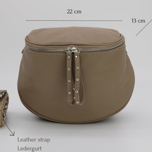 Leather Belly Bag for Women with extra Patterned Straps, Leather Shoulder Bag with Zippered Pockets, Crossbody Bag image 5