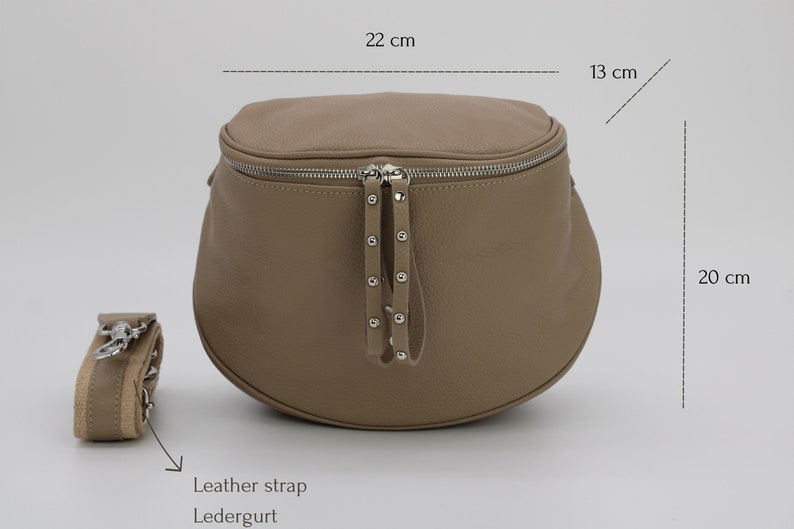 Leather Belly Bag for Women with extra Patterned Straps, Leather Shoulder Bag with Zippered Pockets, Crossbody Bag image 5