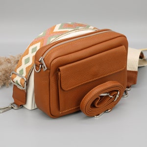 Leder Crossbody Schultertasche für Frauen mit extra gemusterten Riemen, Leder Schultertasche, Crossbody Bag mit verschiedenen Farben