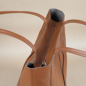 Leder Shopper Bag : Einkaufstasche mit Reißverschluss für Damen Bild 3