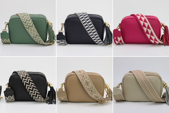 Leather Crossbody Shoulder Bag With Gold Zipper With Extra Patterned Straps Leather Shoulder Bag Crossbody Bag With Different Colors Etsy Ireland
