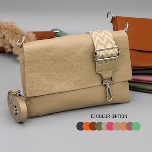 Sac en cuir fin, sac à bandoulière pour femme avec bretelles à motifs supplémentaires, sac à bandoulière en cuir, sac à bandoulière de différentes couleurs