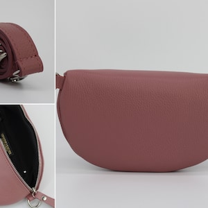 Altrosa Leder Bauchtasche für Frauen mit extra gemusterten Trägern, Leder Schultertasche, Crossbody Tasche mit verschiedenen Größen Bild 8