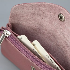 Leder Frauen Brieftasche, handgefertigte minimale Münztasche für Frauen, personalisierte weiche Brieftasche, Weihnachtsgeschenk Bild 10