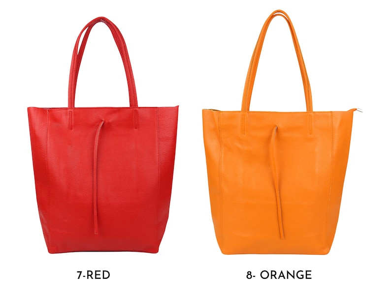 Leder Shopper Bag : Einkaufstasche mit Reißverschluss für Damen Bild 12