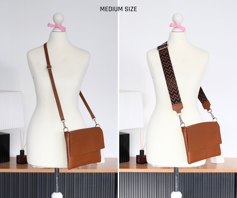 Schlanke Ledertasche, Crossbody Schultertasche für Frauen mit extra gemusterten Riemen, Leder Schultertasche, Crossbody Tasche mit verschiedenen Farben Bild 9