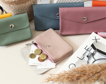 Leather Women Wallet, Handmade Minimal Coin Pocket for Women, Personalized Soft Wallet, Christmas Gift