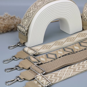 Taupe Leder Taschengurt für Frauen , Taschengurt mit Silber Hardware, breiter Schultergurt, Kameratasche gurte