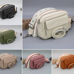 Leder Crossbody Schultertasche für Frauen mit extra gemusterten Riemen, Leder Schultertasche, Crossbody Bag mit verschiedenen Farben