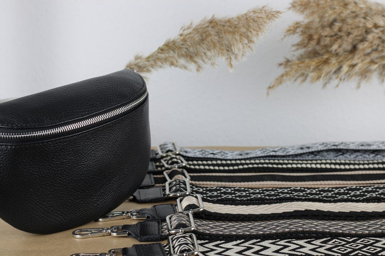 Black Leather Bag Strap for Women , Strap for Bags with Silver Hardware, Wide Strap Shoulder Strap, camera bag straps, Fabric Bag Strap image 7