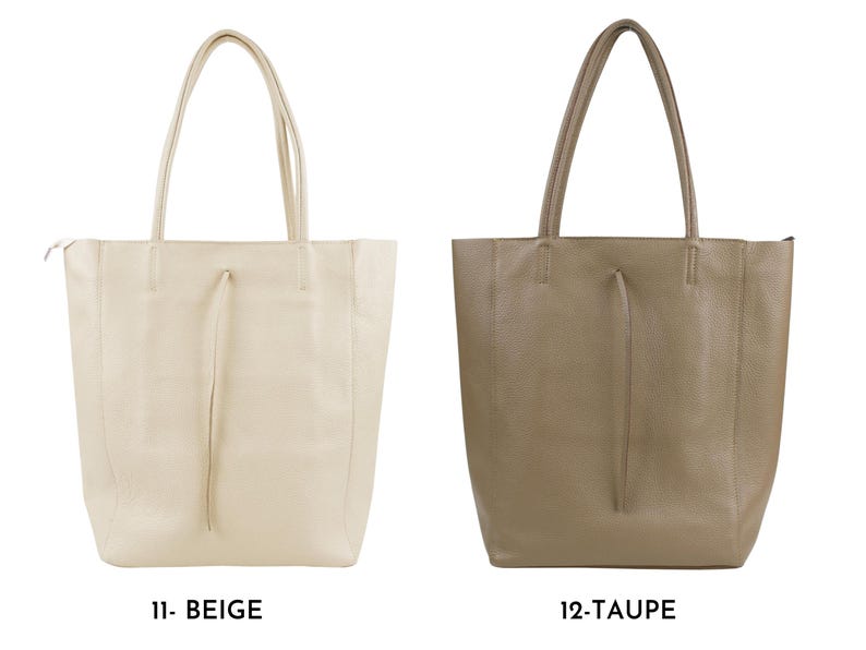 Leder Shopper Bag : Einkaufstasche mit Reißverschluss für Damen Bild 14