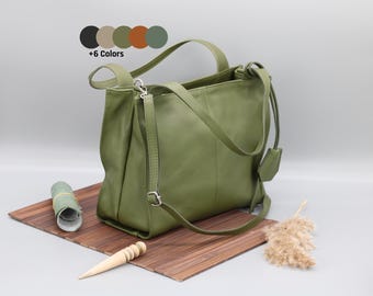 Leather Shoulder Bag: Handmade Genuine Leather Crossbody Handbag