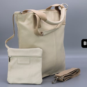 Borsa shopper in pelle per donna con tracolla larga, borsa a tracolla da donna, borsa a marsupio grande, borsa tote con cerniera, regalo per lei, regalo di Natale BEIGE