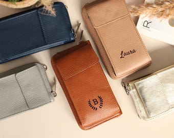Personalized Leather Phone Case Wallet: Crossbody Shoulder Bag