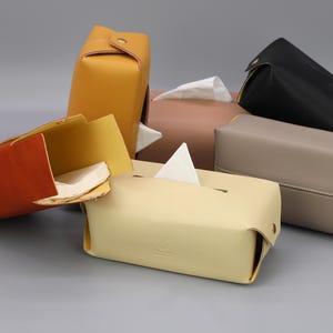 Handgemaakte leren tissueboxhoes: moderne rechthoekige servethouder