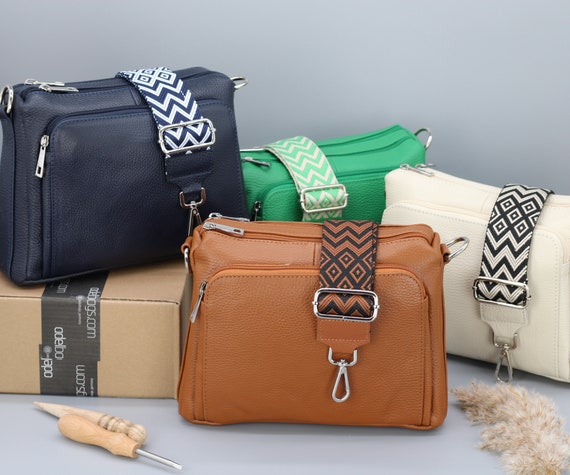 Leather Shoulder Bag for Women With Extra Patterned Straps Leather Crossbody Bag Crossbody Bag With Different Colors Etsy
